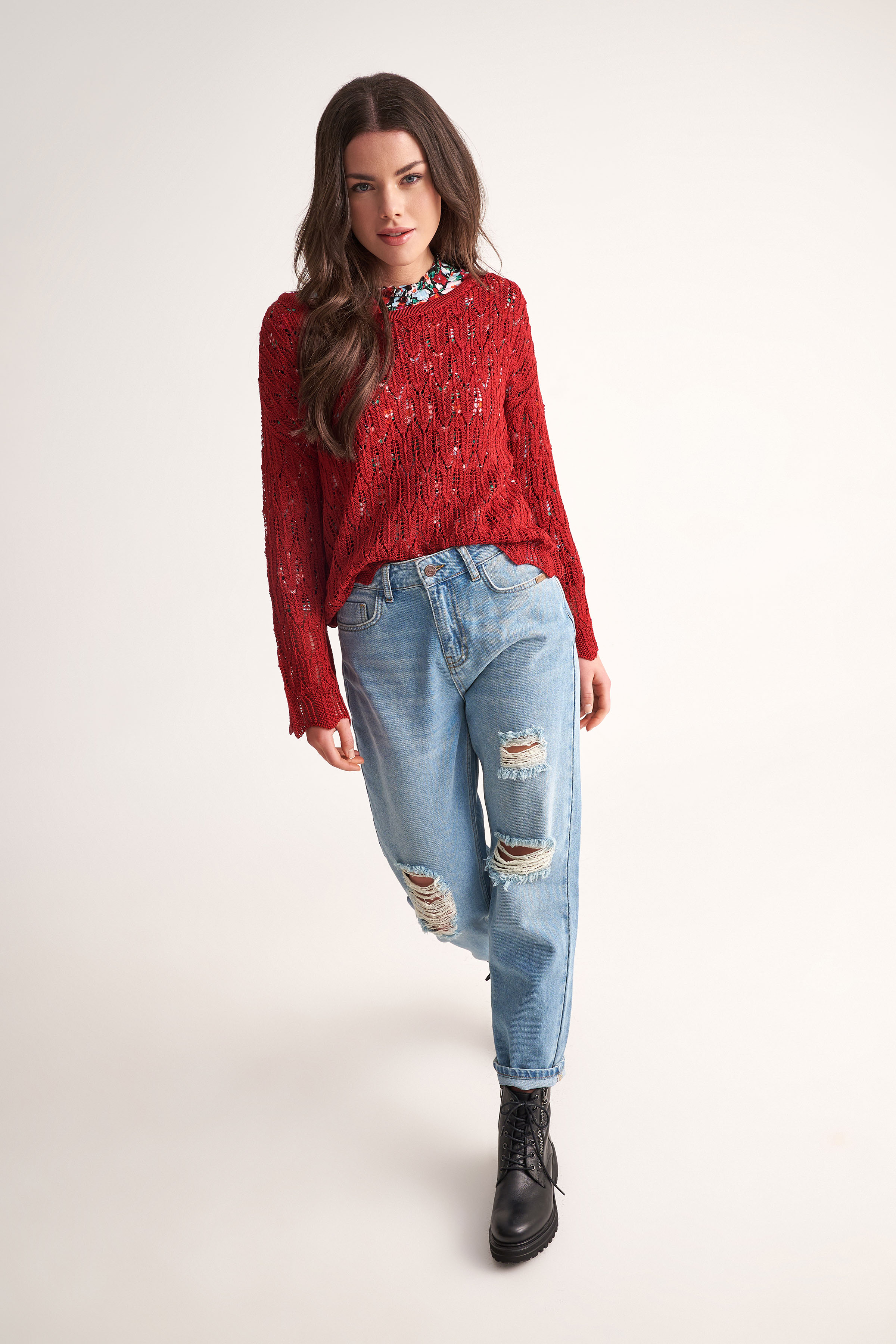 OUTLET > Jeans Παντελόνι τζιν με σκισίματα girlfriend - 5207251648356