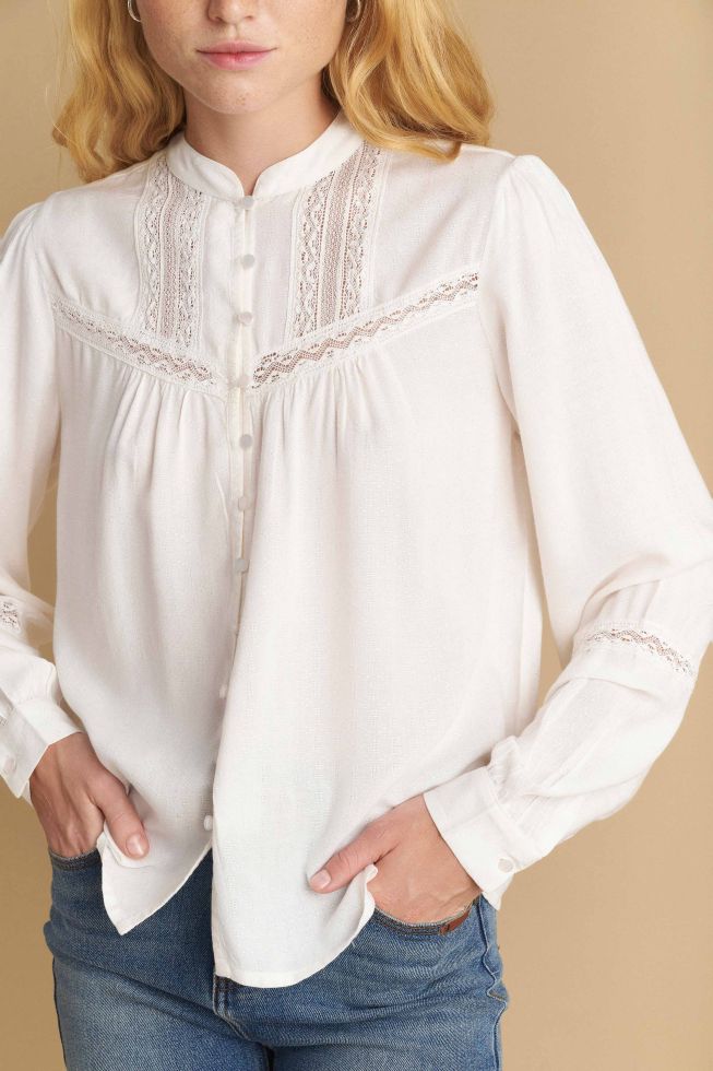 Lace-detail shirt - Off white | attrattivo