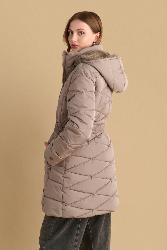 Fur lined quilted coat on sale