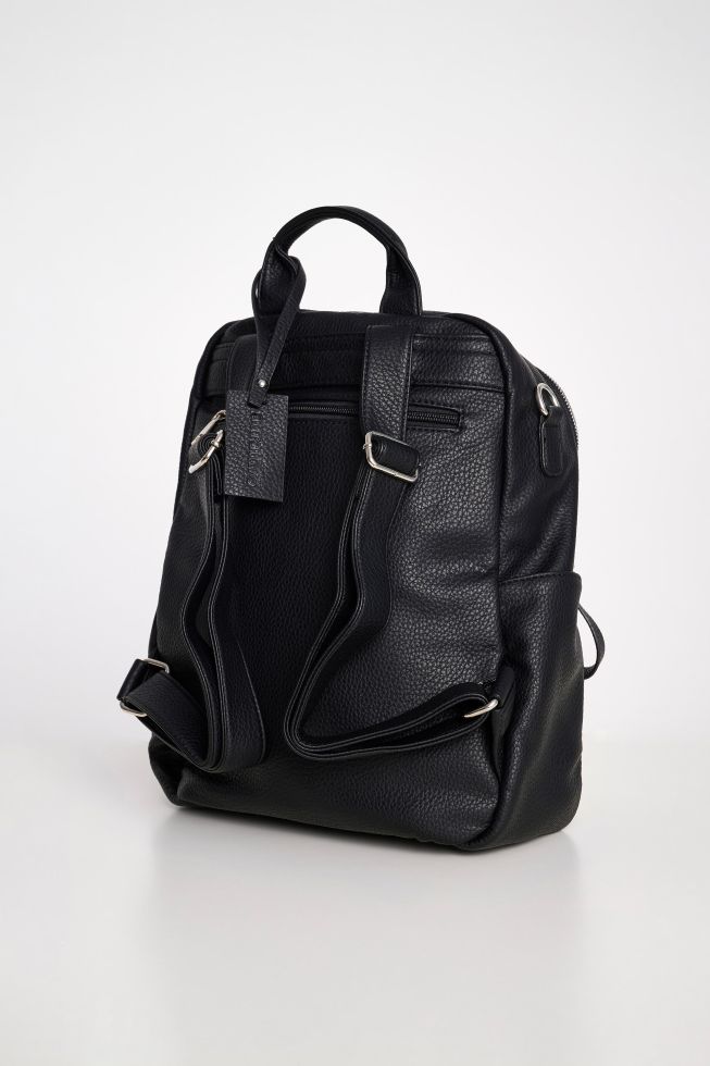 Black multi pocket backpack sale