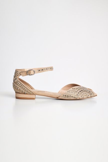 Rhinestone-embellished sandals - Beige