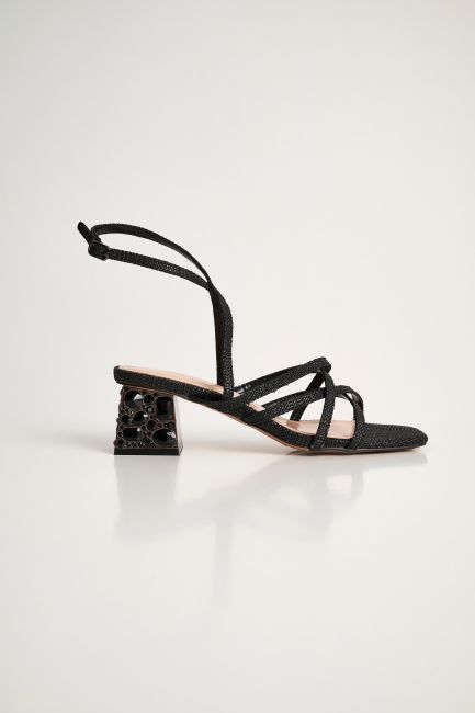 Crystal-embellished strappy sandals - Black