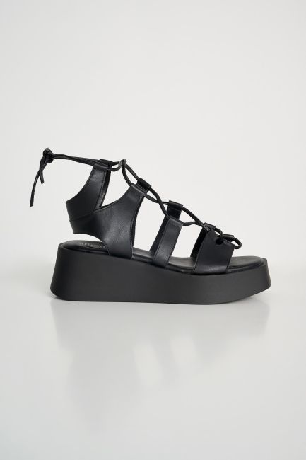 Lace up platform sandals - Black