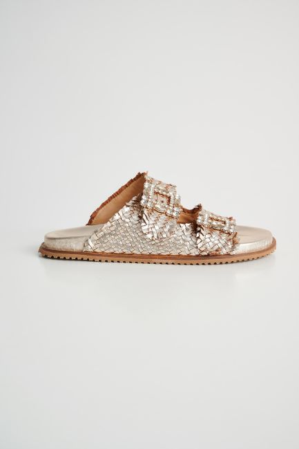 Jewel buckle flatform sandals - Gold