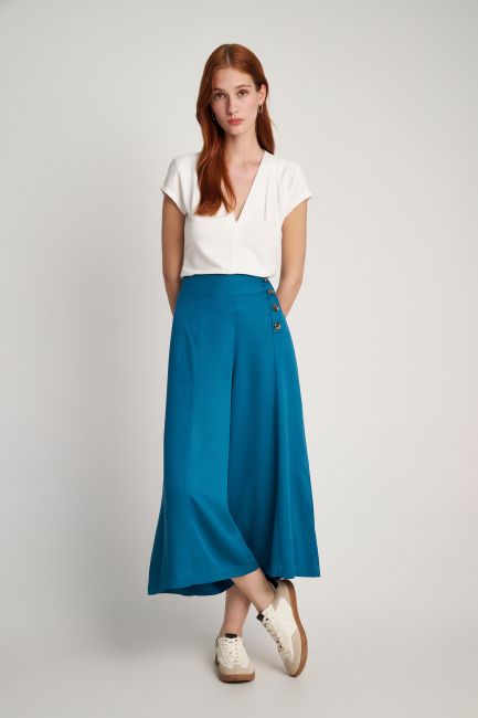 Jupe culotte with decorative buttons - Petrol