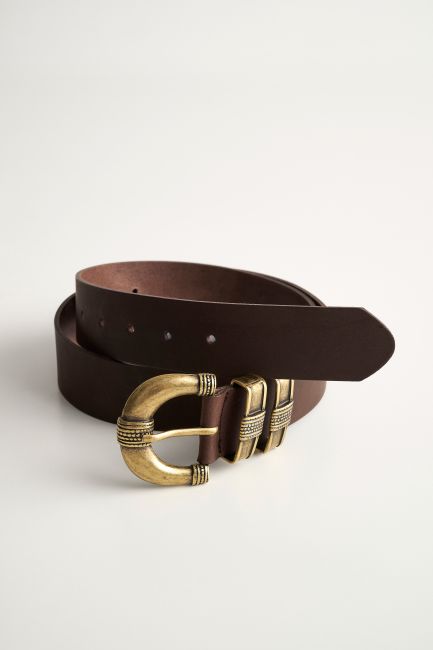 Metal buckle belt - Brown