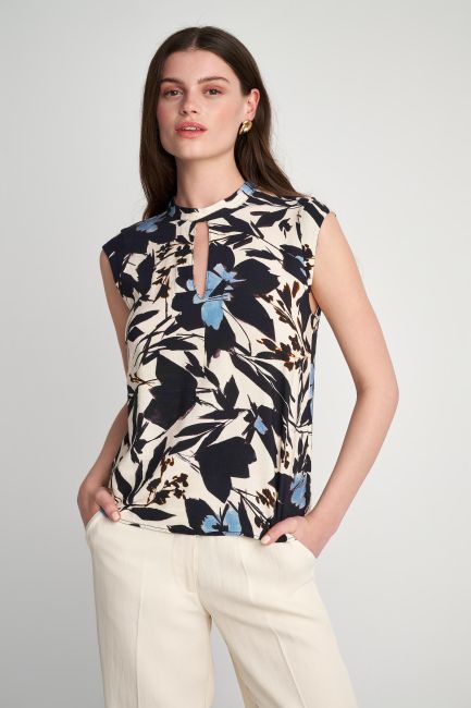 Sleeveless top in floral print - Multicolor