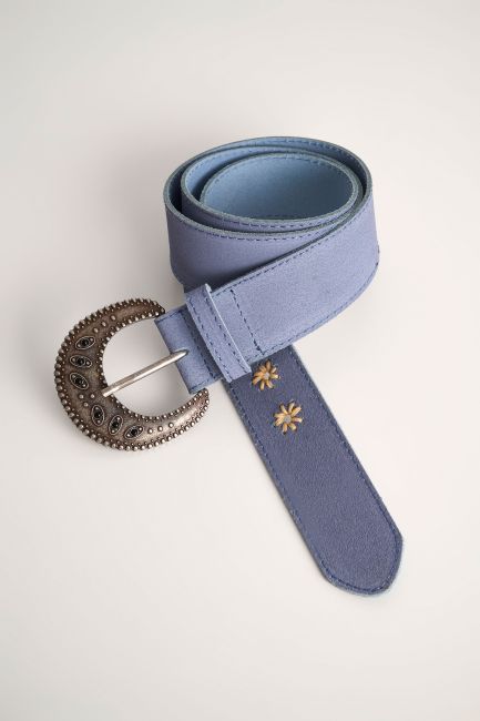 Vintage style embroidered belt - Ciel
