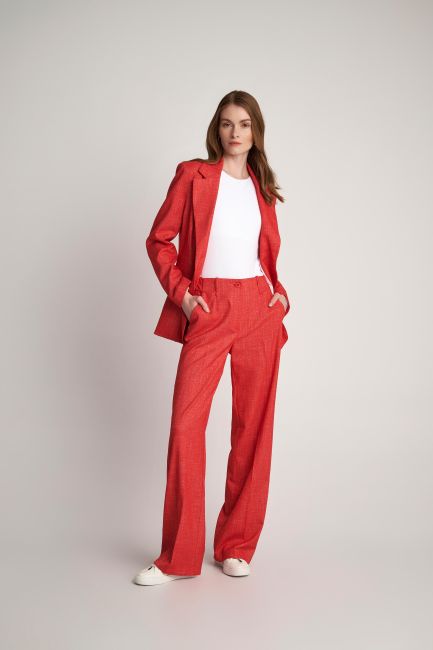 Crease detail straight-leg trousers - Red