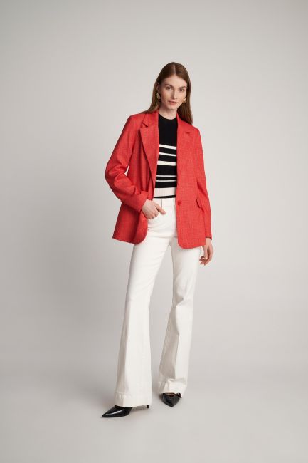 Long-line waisted blazer - Red