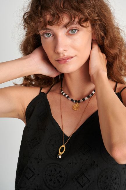 Semi-precious stone layering necklace - Multicolor