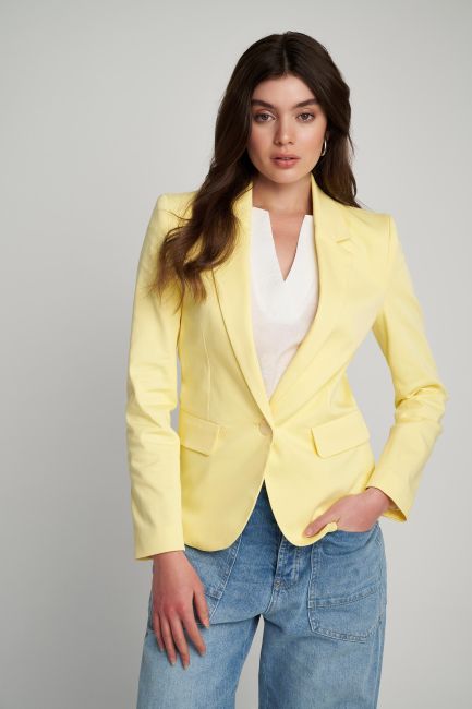 Waisted single-button blazer - Yellow