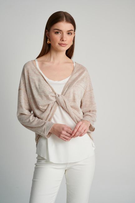Double layered two-length blouse - Beige
