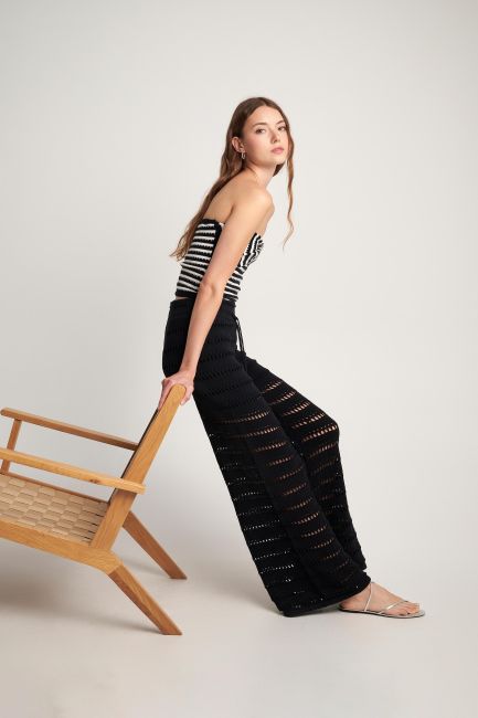 Perforated culottes - Black