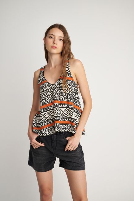 Ethnic-print sleeveless top - Multicolor
