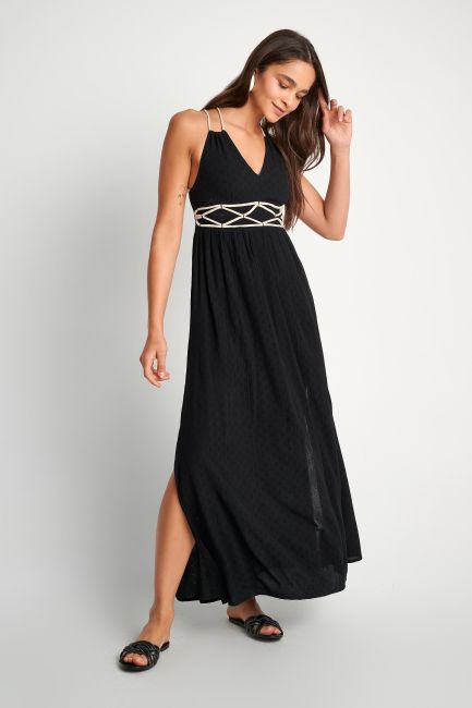 Φόρεμα με κορδονέ λεπτομέρειες - Black