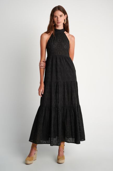 Broderie-anglaise maxi dress - Black