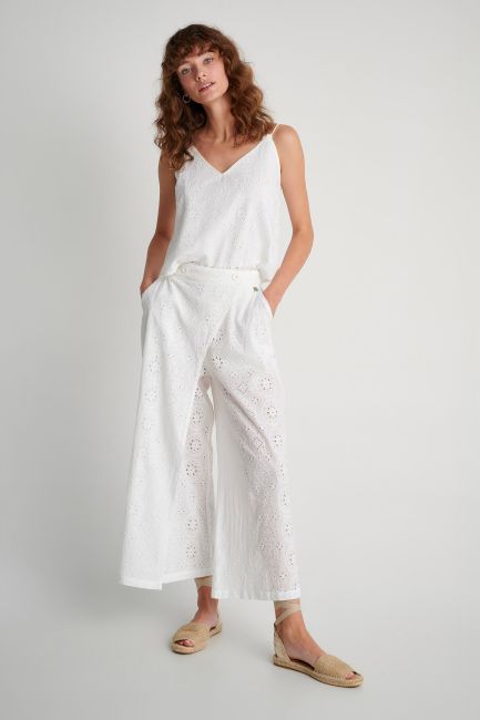 Broderie anglaise culottes - White