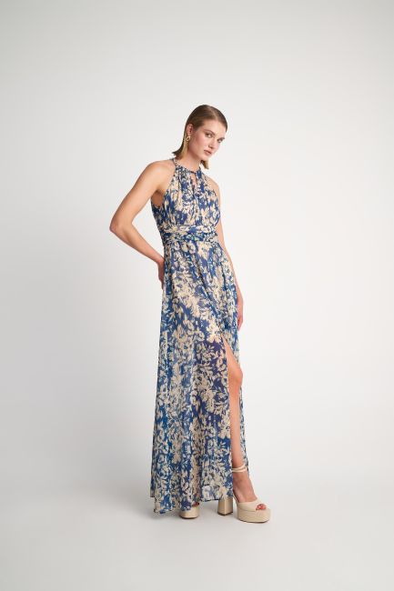 Φόρεμα φλοράλ halterneck - Blue