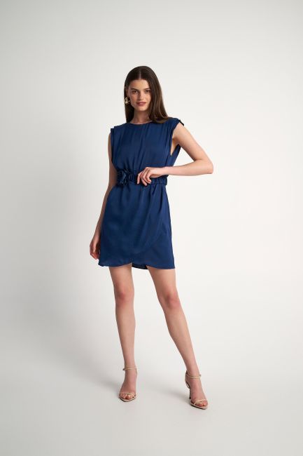 Φόρεμα μίνι με μπουτονιέρα - Blue