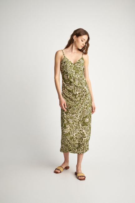 Floral-pattern dress - Khaki