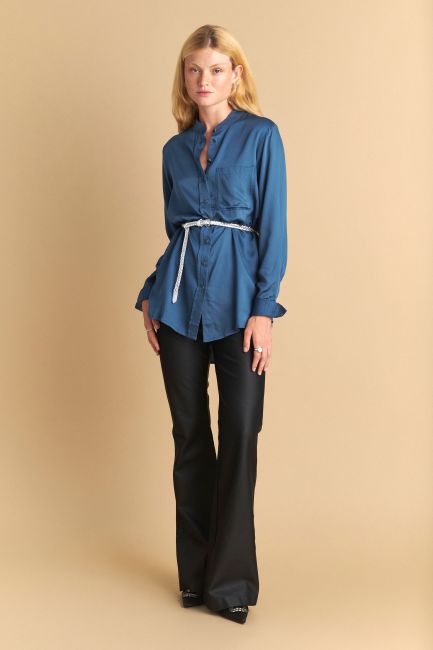 One-pocket maxi shirt - Teal