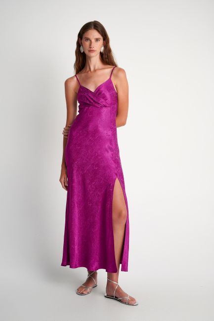 Φόρεμα lingerie με άνοιγμα - Violet