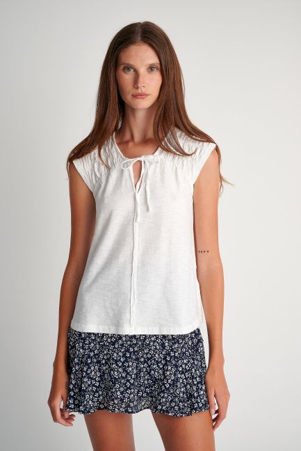 Shirred-effect blouse - White