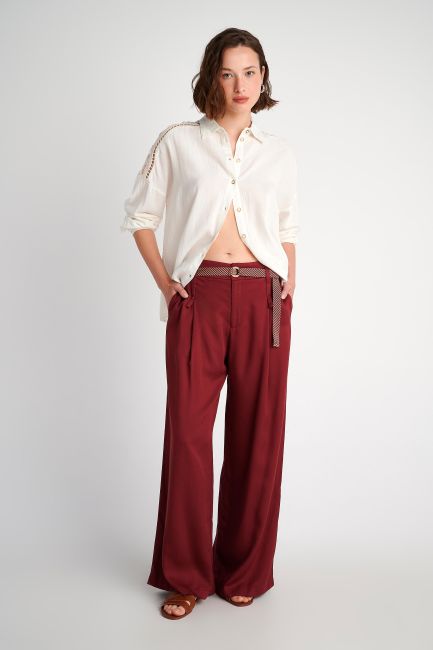 Belted casual trousers - Pomegranate