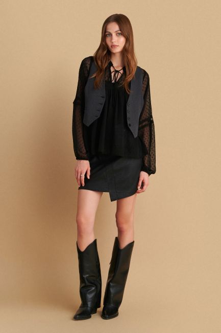 Detailed tunic and top set - Black