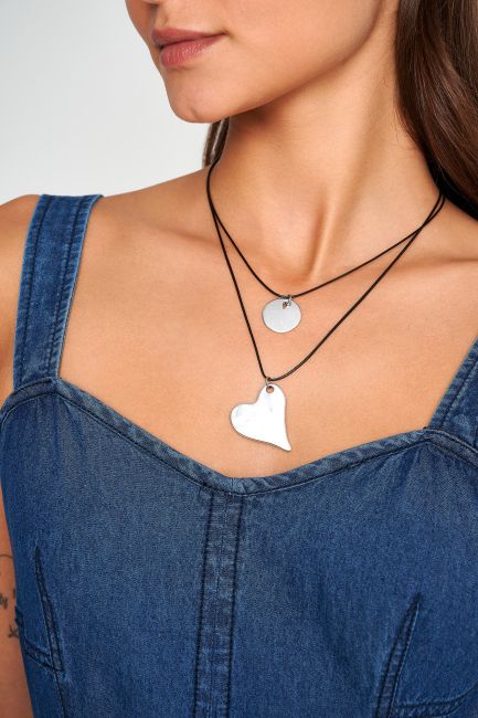 Necklace with heart-shaped element - Silver