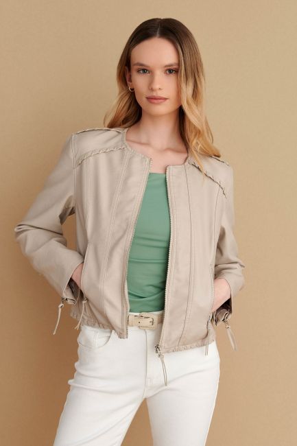 Faux leather jacket - Beige