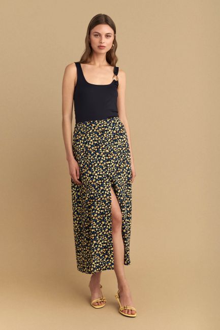 Button-front liberty skirt - Multicolor