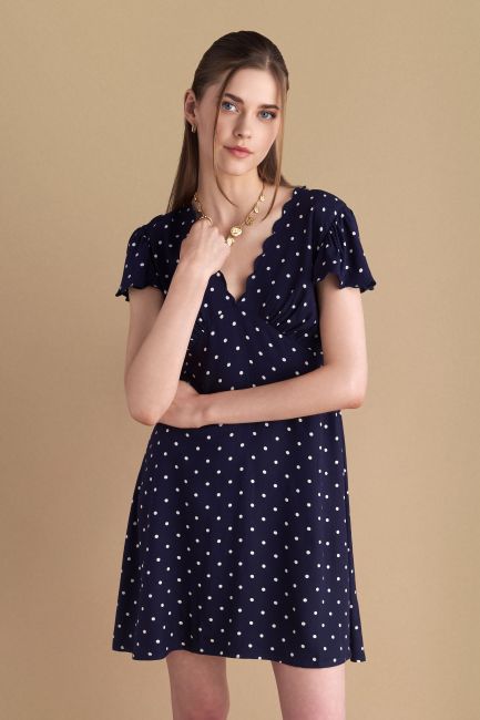 Polka-dot mini dress - Blue