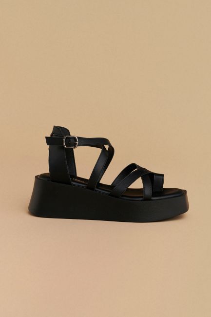 Double-sole strappy sandals - Black