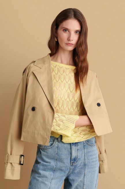 Perforated knitted blouse - Yellow