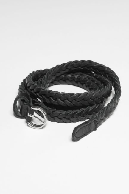 Thin leather belt - Black