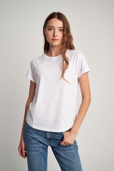 Short sleeve blouse in monochrome - White