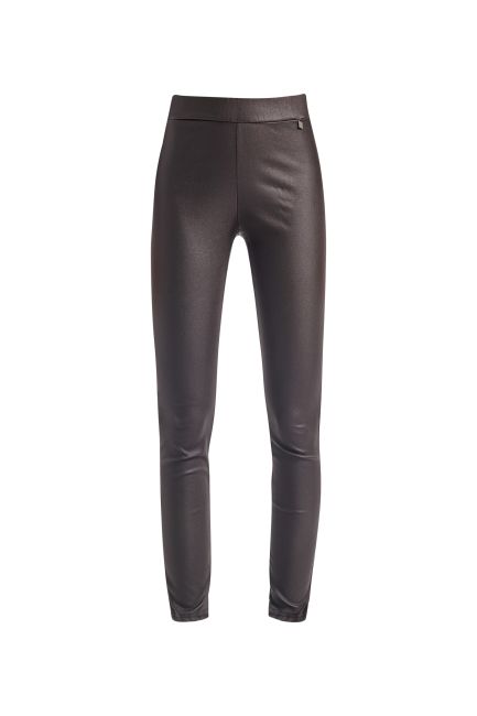 Leather-look monochrome leggings - Brown