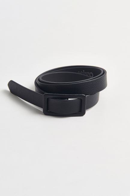 Skinny leather belt - Black