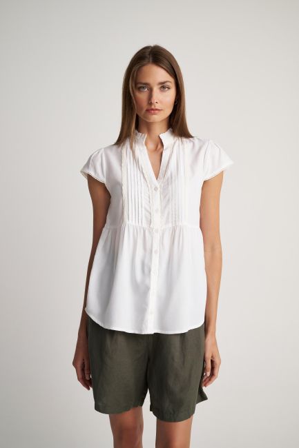 Short-sleeve mao shirt - White