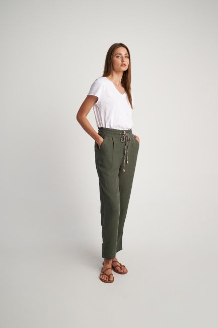 Casual drawstring trousers - Cement
