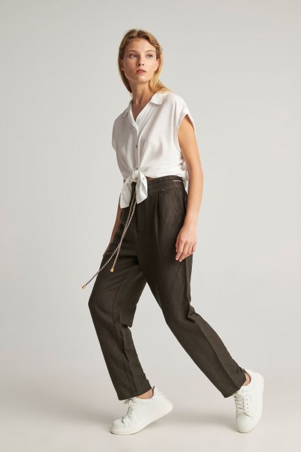 Casual drawstring trousers - Almost black