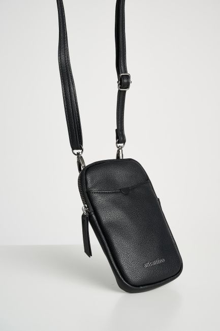 Leatherette mobile phone bag - Black