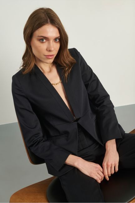 Waisted blazer in monochrome - Black