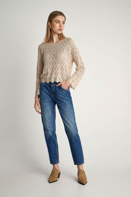 Distinctive-knit blouse - Natural