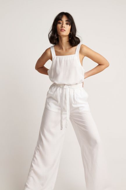 Casual wide leg trousers - White