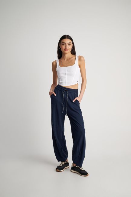 Culotte trousers with drawstring - Blue