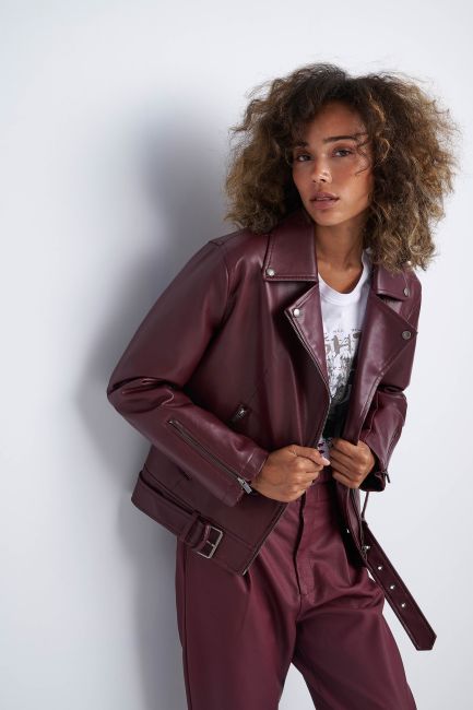 Leather-look jacket - Bordeaux