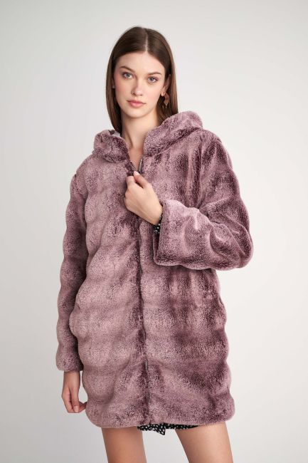 Παλτό από συνθετική γούνα - Pink